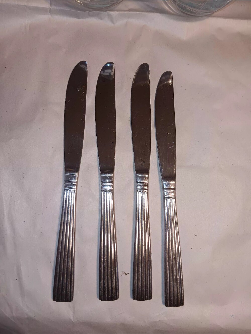 Vintage Wallace Manhatten Pattern Dinner Knife Set Of 4 Sleek